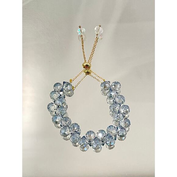 Swarovski Beaded Bracelet- Gray Blue Gold - Picture 10 of 11